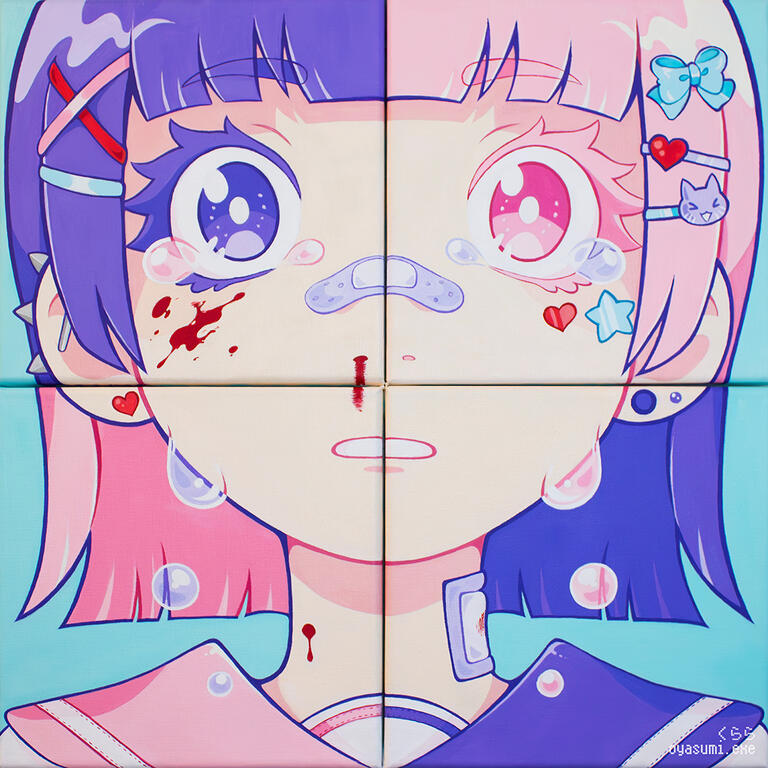 四顔 (2023 - 4 canvases 20cmx20cm each one)